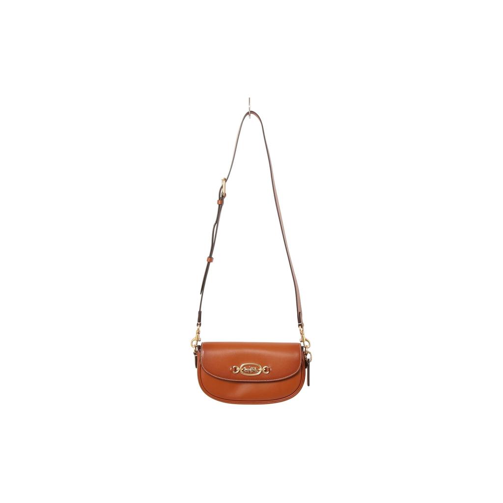 Coach Harley 23 Solid Color Flap Hardware Buckle Closure Leather Saddle Bag Women handbags Brown CM702-B4BAR