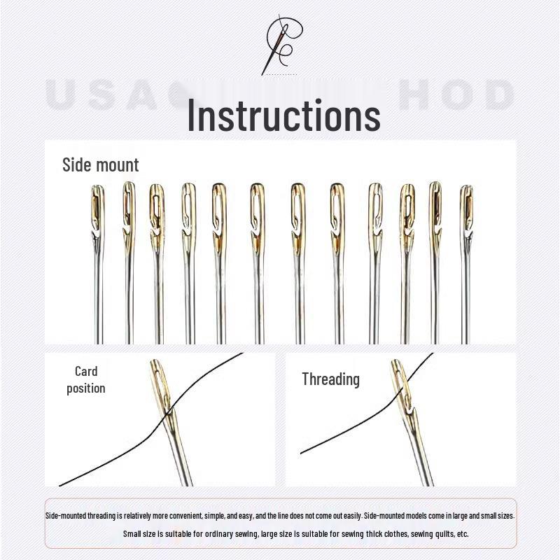 Easy-Thread Sewing Needles for Seniors & Visually Impaired - Ideal for Quilts, Comes with Needle and Thread Box