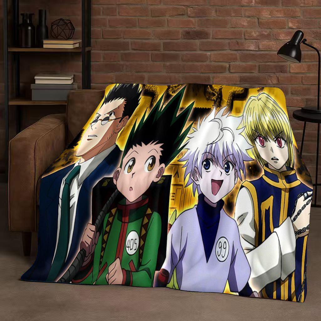 3D Anime Hunter X Hunter Killua Zoldyck Cartoon HXH Flannel Blanket,Ultra Soft Warm Plush Throw for Home Bedroom Bed Sofa Cover