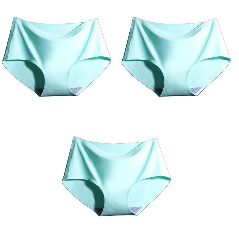 3Pcs/Set Large Size XXL Seamless Women Panties Mid-waist Briefs Female Breathable Underwear Ice silk Crotch Lingerie