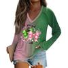 Women's Long Sleeve Plunger Sleeve  Witch Printed Casual Top T-Shirt
