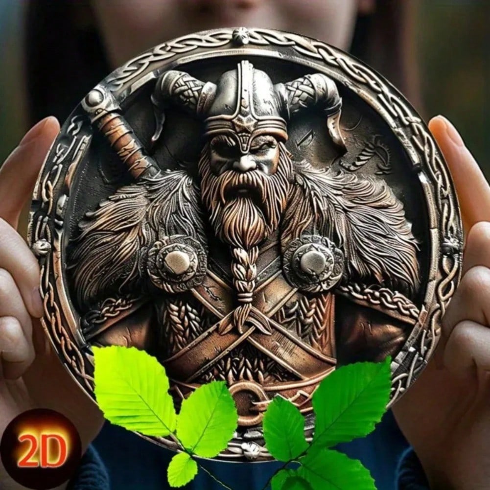 

Viking Warrior Metal Wall Art Round Aluminum Sign Home Office Decor 20x20