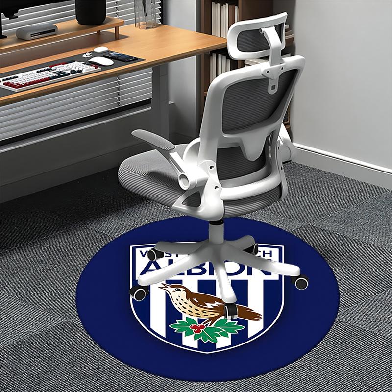 

West Bromwich Albion Chair mat Round Rug-Office carpet, Machine Washable, Non-slip, Suitable for Living Rooms, Bedrooms, Entryways, and Holi 80cm by 80cm