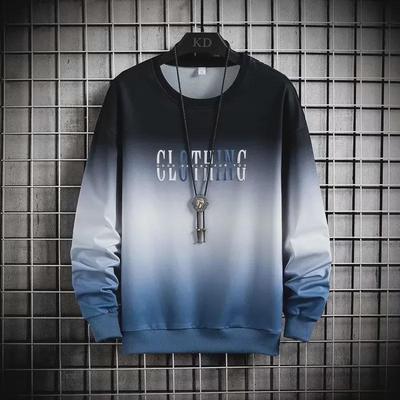 Erkekler için Japon Degrade Uzun Kollu Sweatshirt, İlkbahar ve Sonbahar İçin Trend Bol Kesim Hong Kong Stili