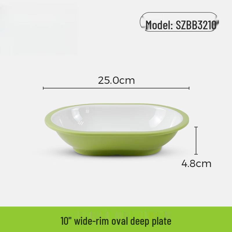 Wuhe 9,5-Zoll Ovaler Melamin-Speiseteller mit Rand