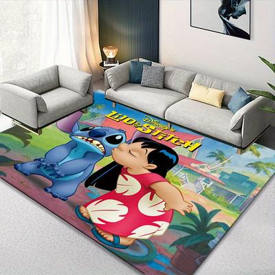 1pc Disney Lilo and Stitch Pattern Carpet Area Rug Non-slip Carpet Hand Washable Floor Mat Suitable For Living Room Bedroom Home Decor