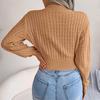 2023 Autumn/Winter Street Style Cable Knit Crop Sweater for Women