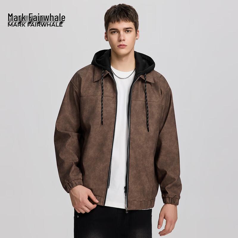 Mark Fairwhale Men's Hooded Faux Leather Look Jacket