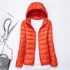 Women's Hooded Long Sleeve Puffer Jacket Slim Fit Lightweight White Duck Down Winter Coat