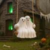 Halloween Couple Ghost Swing Statue Resin White Ghost Swinging Figurine Cute Ghost Sculpture for Garden Patio Yard Decor