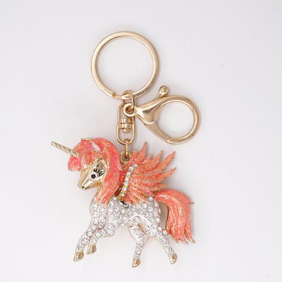 Horse Keychain Colorful Sparkling Rhinestones Horse Charm Key Chain Bags Backpacks Cars Good Luck Mascot