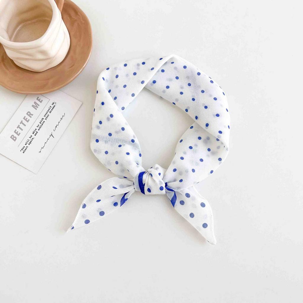 [18 cotton and linen] French high-end bag head small square scarf women's seaside photo silk scarf spring and autumn decorative versatile scarf