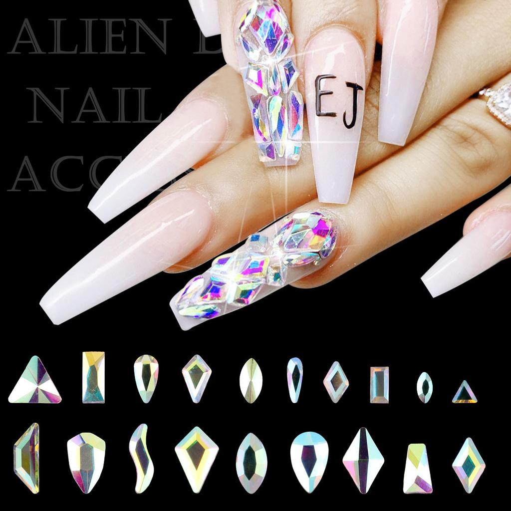 AB Farbe Flachboden Speziell geformter Diamant Symphonie Liebe Stern Schmetterling Nagel Glas Nagelkunst Tragen Nagel Kleiner Schmuck