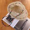 Spring and Summer Handmade Crochet Colored Beads Straw Hat Sweet Versatile Big Brim Sun Hat Hollow Sunscreen Hat Beach Hat