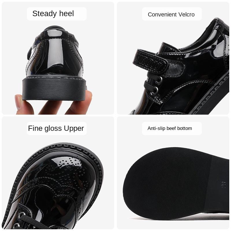 Girls' Leather Shoes Spring and Autumn New Black Soft End Children's Fashion British Style Performance Princess Single-Layer Shoes