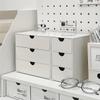 3-Tier Stackable Plastic Storage Box Drawer Rack White Office Home Organizer Multi-Purpose Shelf Desk Organization with Handles