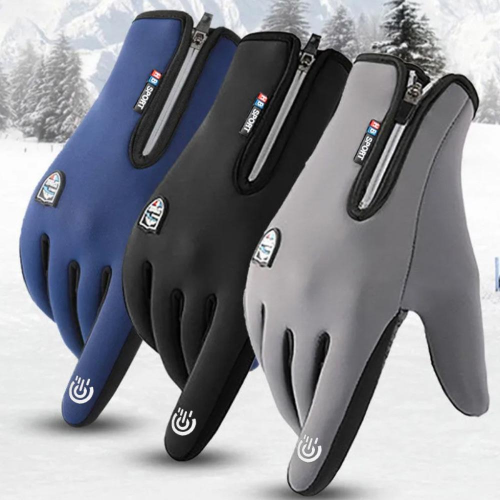 Gants thermiques d'hiver pour hommes, sports de plein air, cyclisme, coupe-vent, imperméables, cyclisme, ski, antidérapants, écran tactile, fermeture éclair