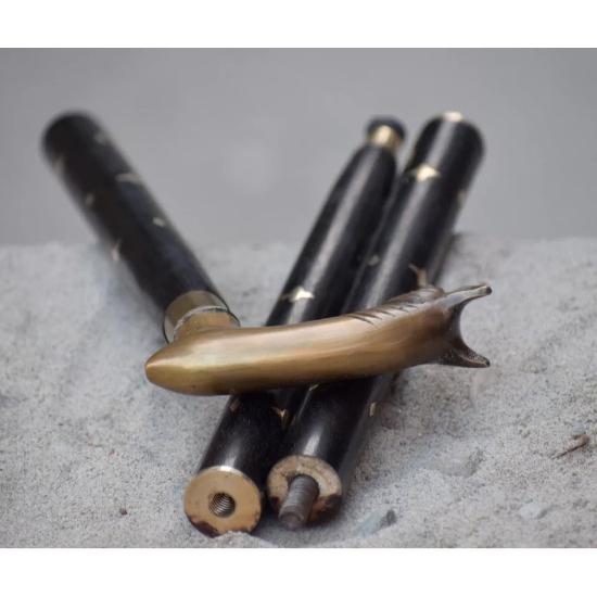 Designer Antique Brass Animal Head Handle Wooden Walking Cane Stick Greet Gift