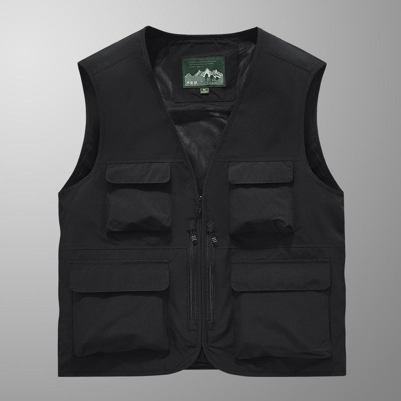 Sleeveless Vest Men's Four Seasons Middle-aged Outdoor Leisure Loose Large Size Vest Sports Multi-bag Vest