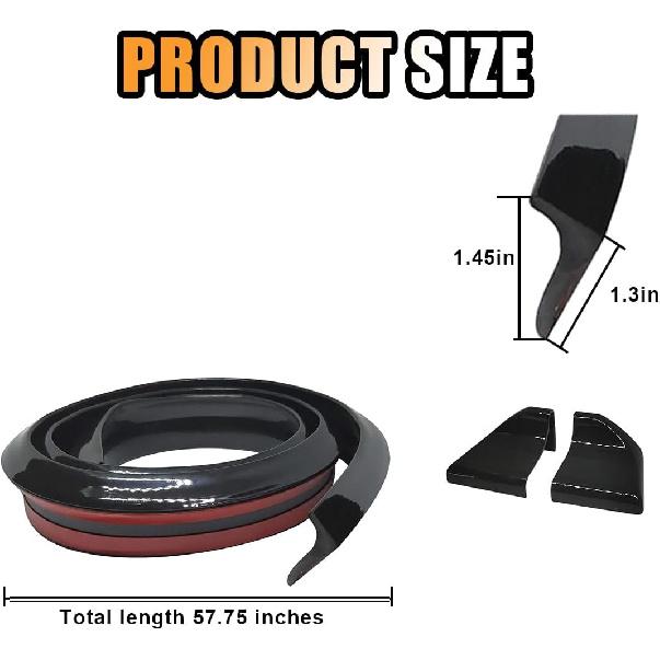 Car Rear Spoiler Roof Lip Kit, Carbon Fiber 3D Rubber Trunk Spoiler Trim Strip Cool Car Decoration, Universal Punch-Free Vehicle Exterior Accessory