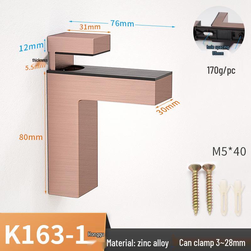 Adjustable Zinc Alloy Glass and Wood Shelf Clamp Bracket