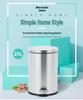 Stainless Steel Flip-Top Trash Can: Silent, Soft-Close, Foot-Operated Bin for Bathroom or Kitchen.
