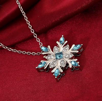 BLINGBAY Dámský přívěsek náhrdelník s temperamentem a přírodním drahokamem náhrdelník se zirkony a sněhovou vločkou vánoční dárek přívěsek dívčí párty vánoční dárek