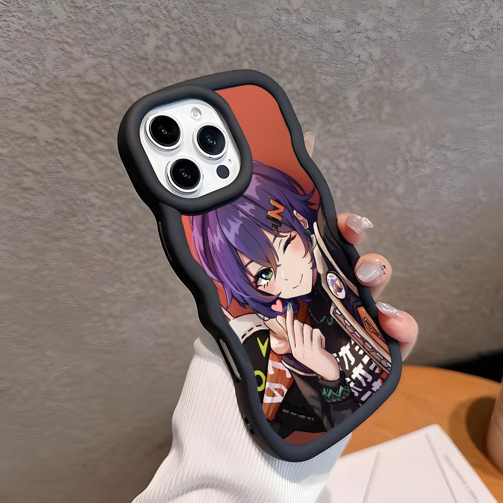 ZZZ Belle Phone Case for iPhone 17 16 15 14 13 12 11 Air Pro Max Plus Black Soft TPU Wavy Edge Cover