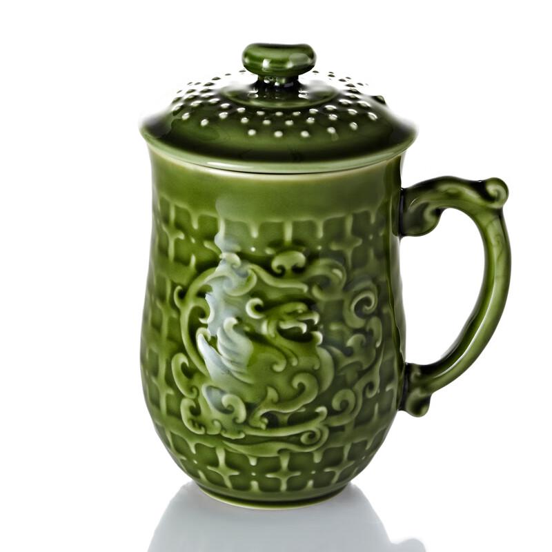 Qian Tang Xuan Phoenix Auspicious Ceramic Cup with Lid