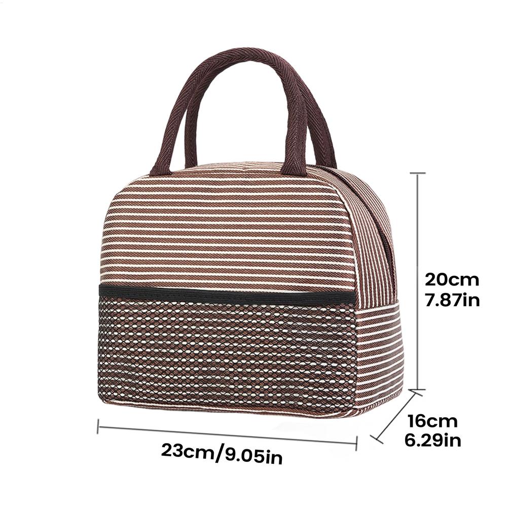 Insulated Lunch Tote Bag with Mesh Pocket Reusable Lunch Box Container for Kids Adults Office School Camping Picnic Beach