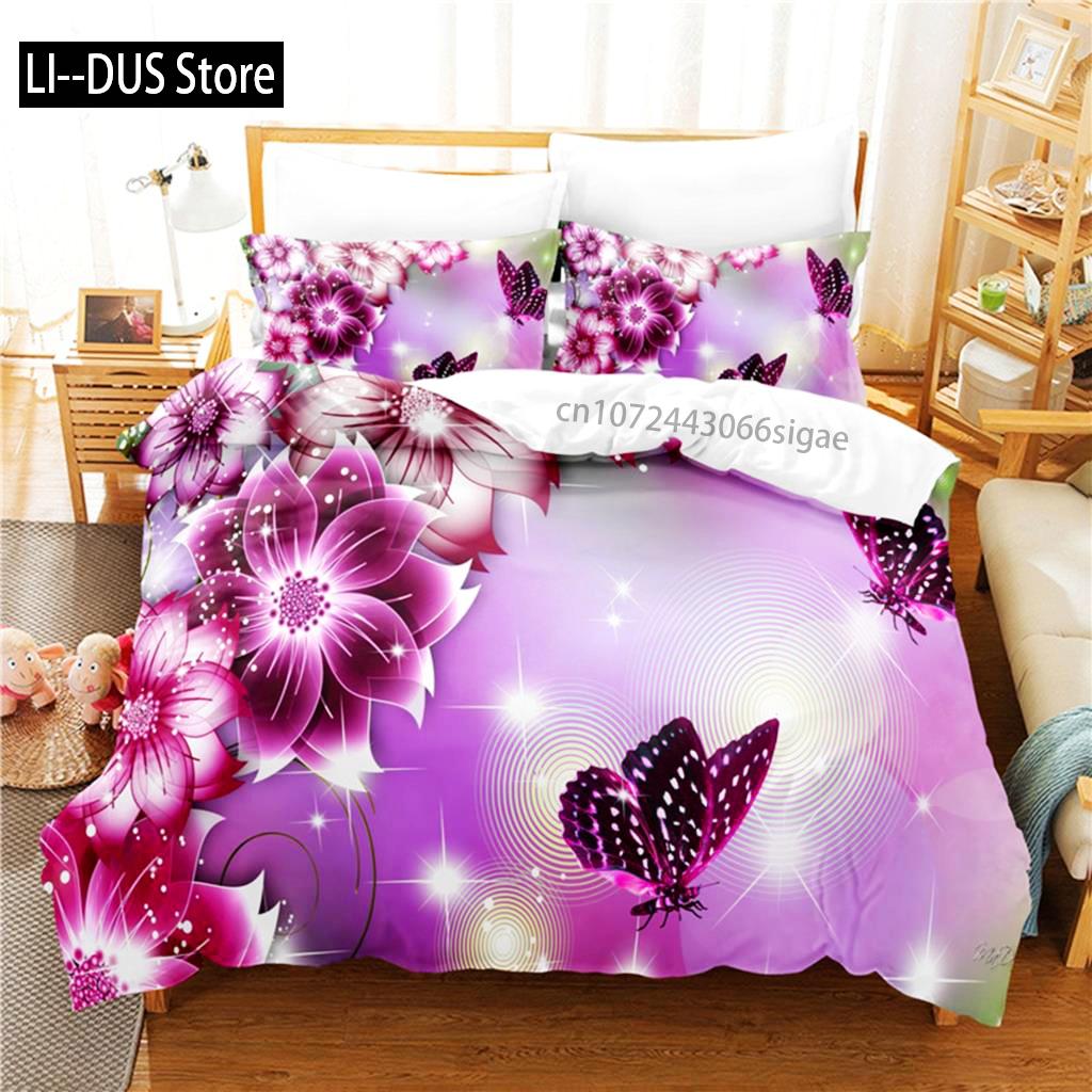 Blue Flower Bedding Set Duvet Cover Set 3d Bedding Digital Printing Queen Size Bedding Set Fashion Design