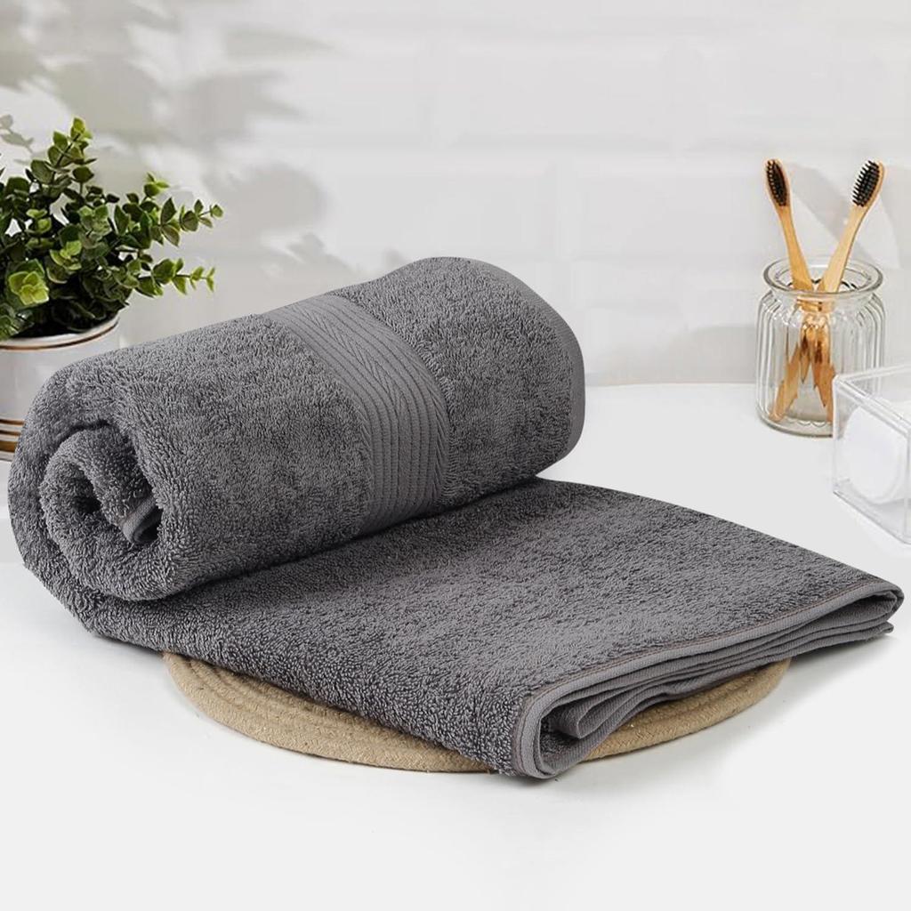 Cotton Bath Towel | 500 GSM | Fade Resistant | Dark Grey