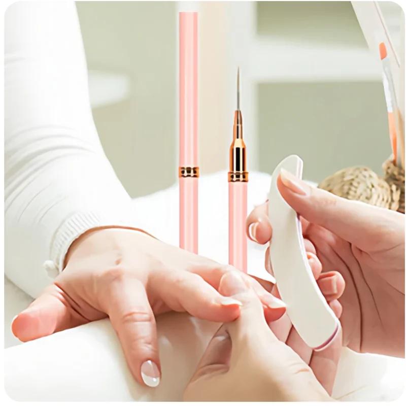 LINMANDA Nail Art Liner Brushes for Long Lines Liner Brush Gel Polish Painting Nail Design Brush Metal Handle Nail Drawing Pens