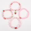Strawberry Pendant Pink Beads Multilayer Stretch Bracelet Cute Fruit Hand Decoration Gift for Women