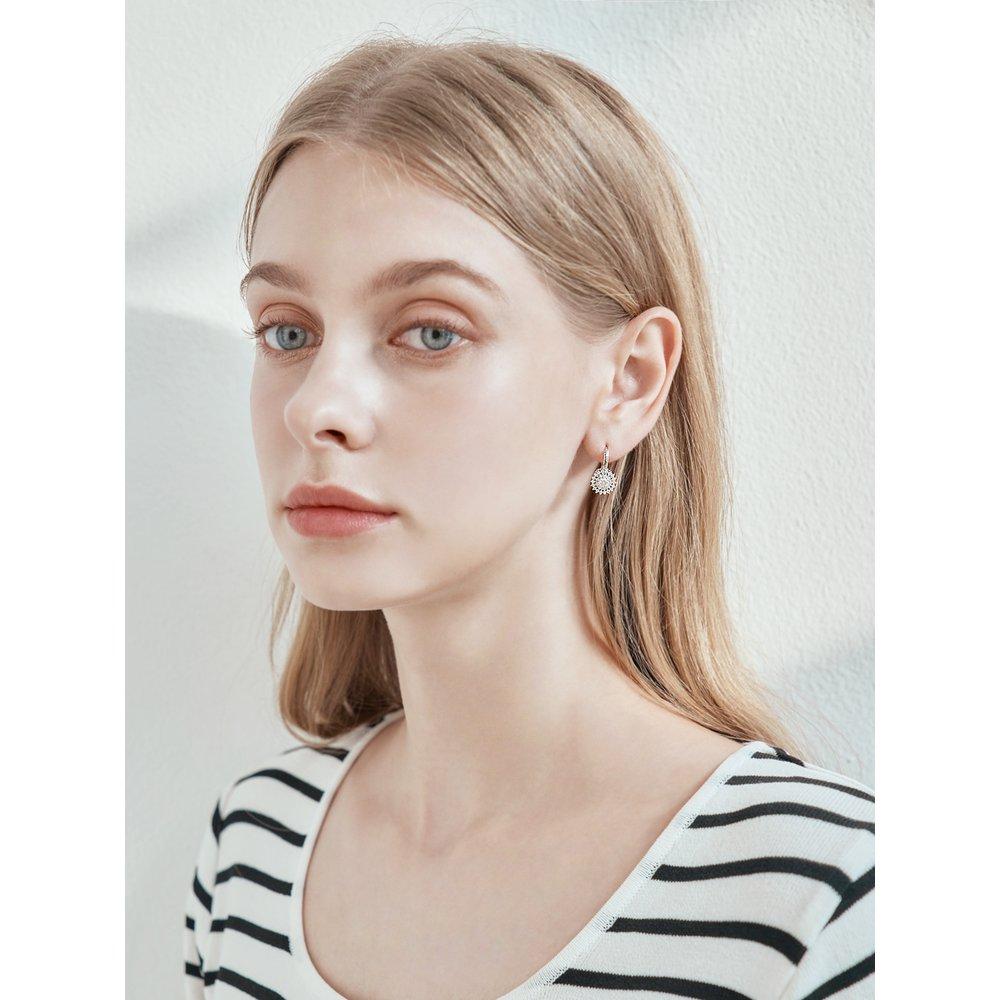 Sunflower One-Touch Silver Earrings Gisvee019