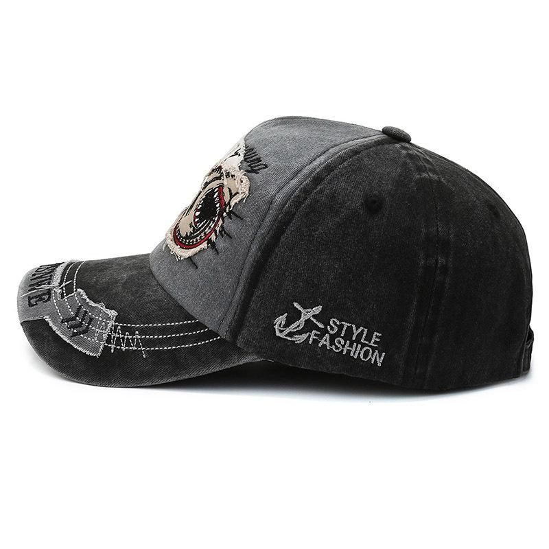 New Fabric Shark Cowboy Baseball Hat Trendy Water Washed Retro Duck Tgue Hat Women's Casual Sunscreen Hat