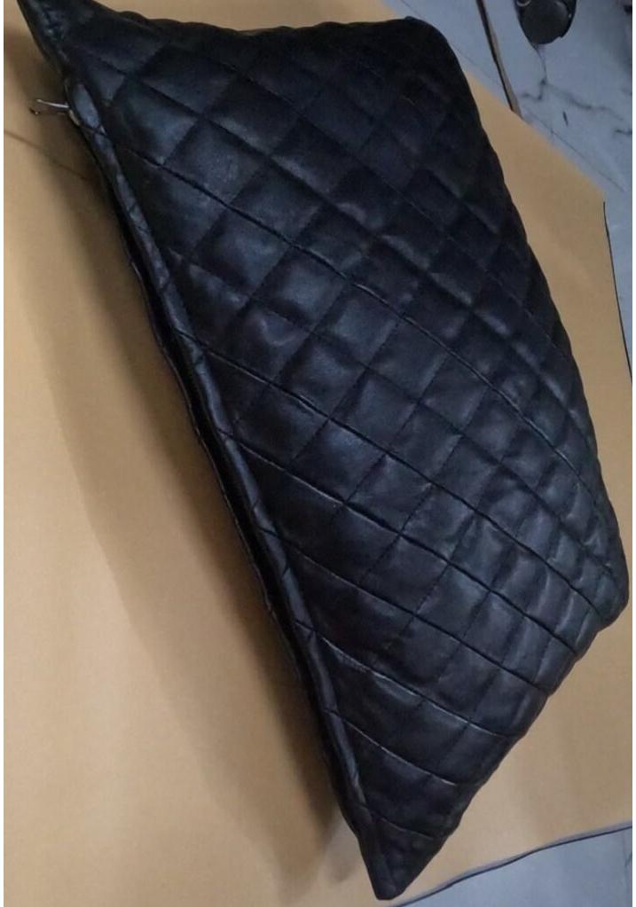 Lambskin Leather Pillow Cover | DIAMOND QUILTED Rectangle Cushion Cover | Housewarming, Throw Cover Leather Black | Gift For Occasion