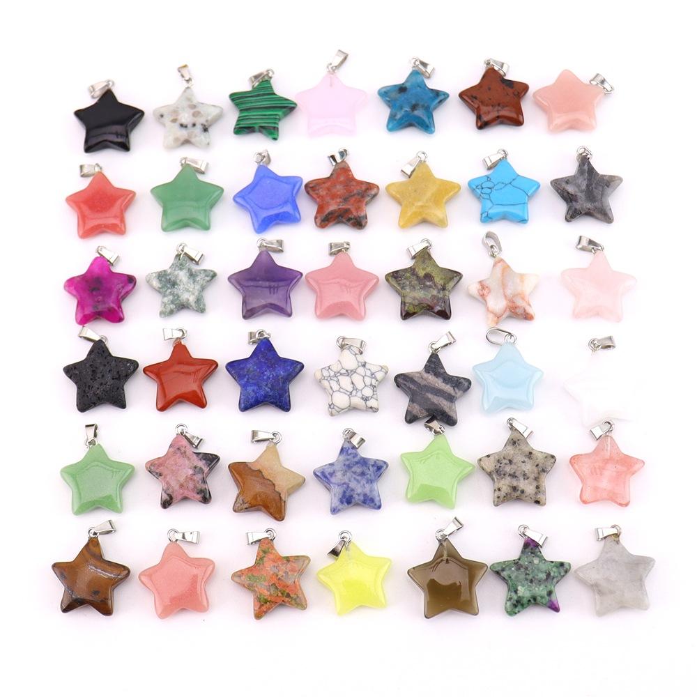 Agate Star Pendant Necklace Jewelry Powder Crystal Necklace Fashion Valentine'S Day Gift 20 * 6