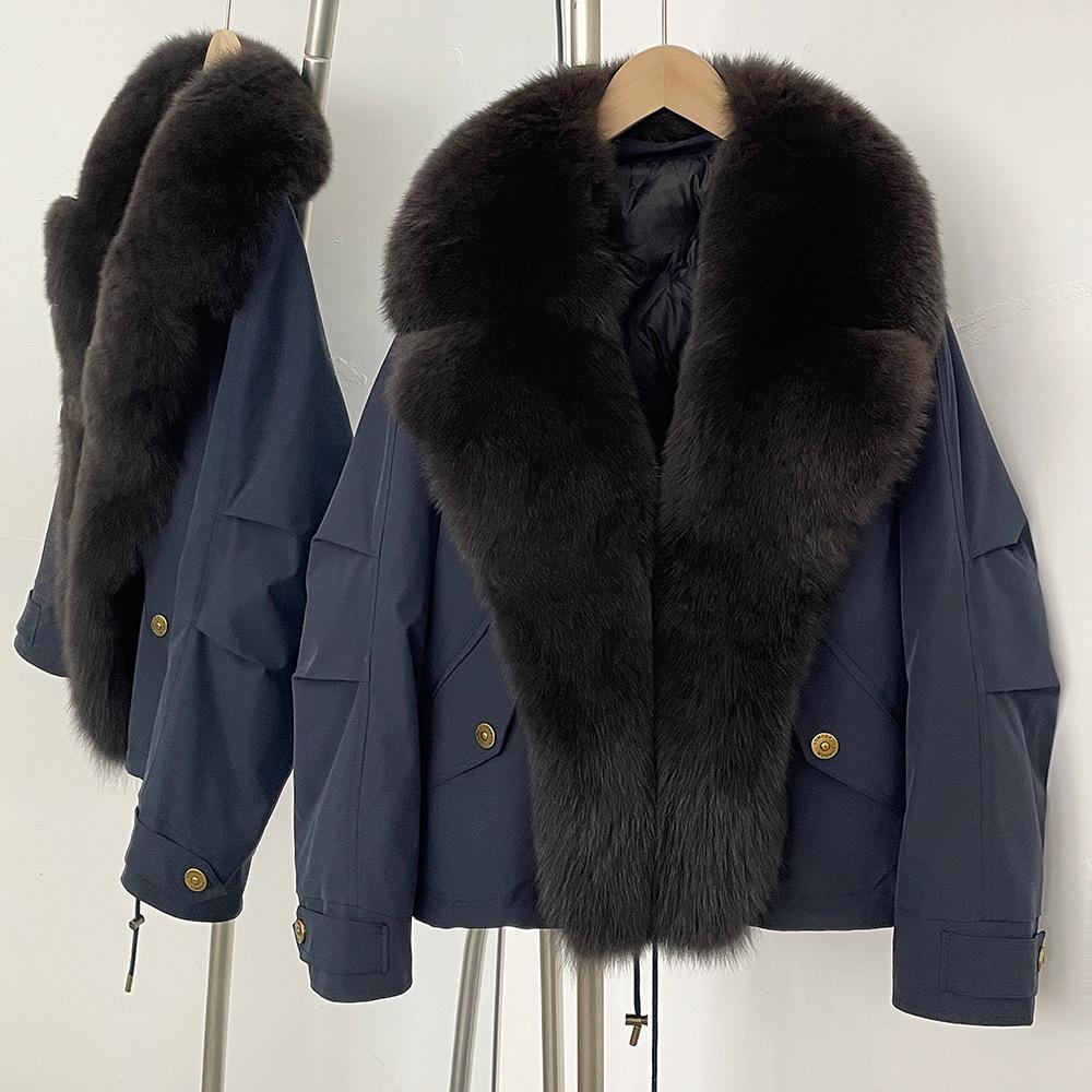 Fur Parka Jacket Fashion Short White Down Coat Winter Clothes Women Real Fur Puffer Jacket