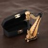 2pcs Replica Miniature Harp Model Storage Box Included Decorative Harp Model  Dollhouse Decor