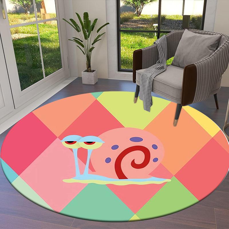 1pc Colorful Snail Illustration Round Carpet, Made of Polyester,Perfect for Decorating Office Chairs, Living Rooms,fplt187