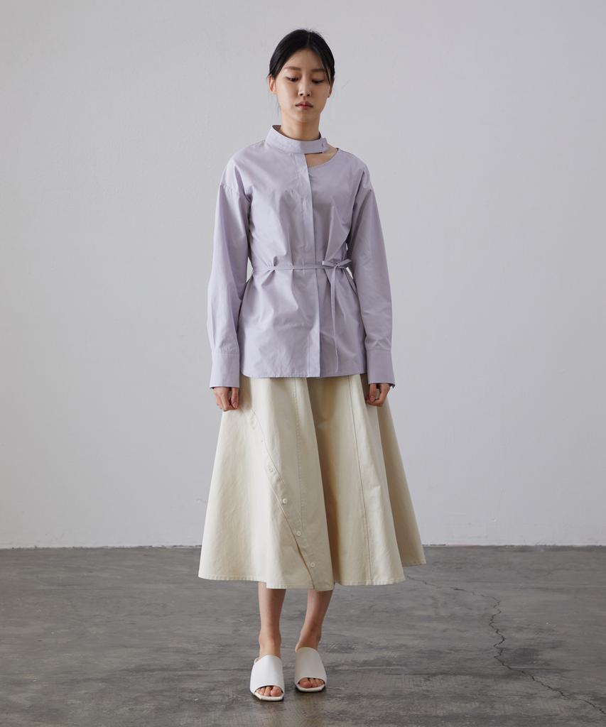 Modern Able Slit Point Circle Skirt - Ivory