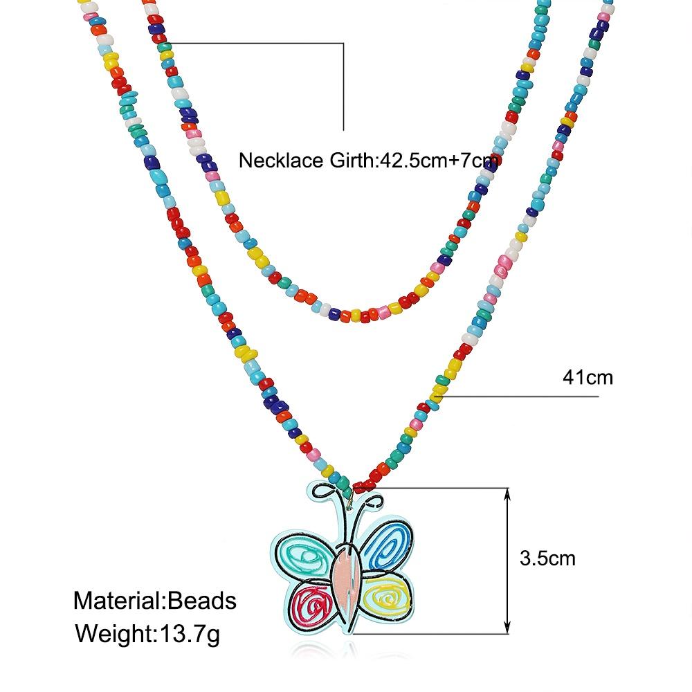 IF ME Beads Multilayer Necklace Butterfly Flower Choker Women Jewelry Accessories