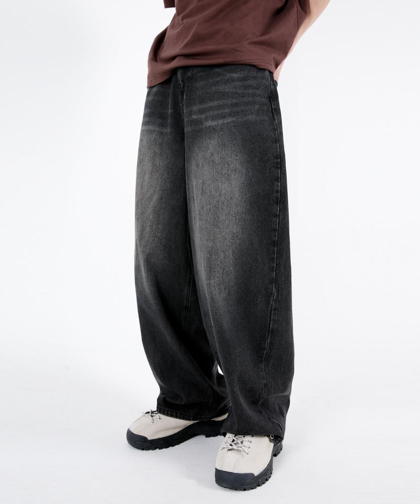 UMM Balloon Fit Snap-Wide Washed Denim Pants 3 Colors