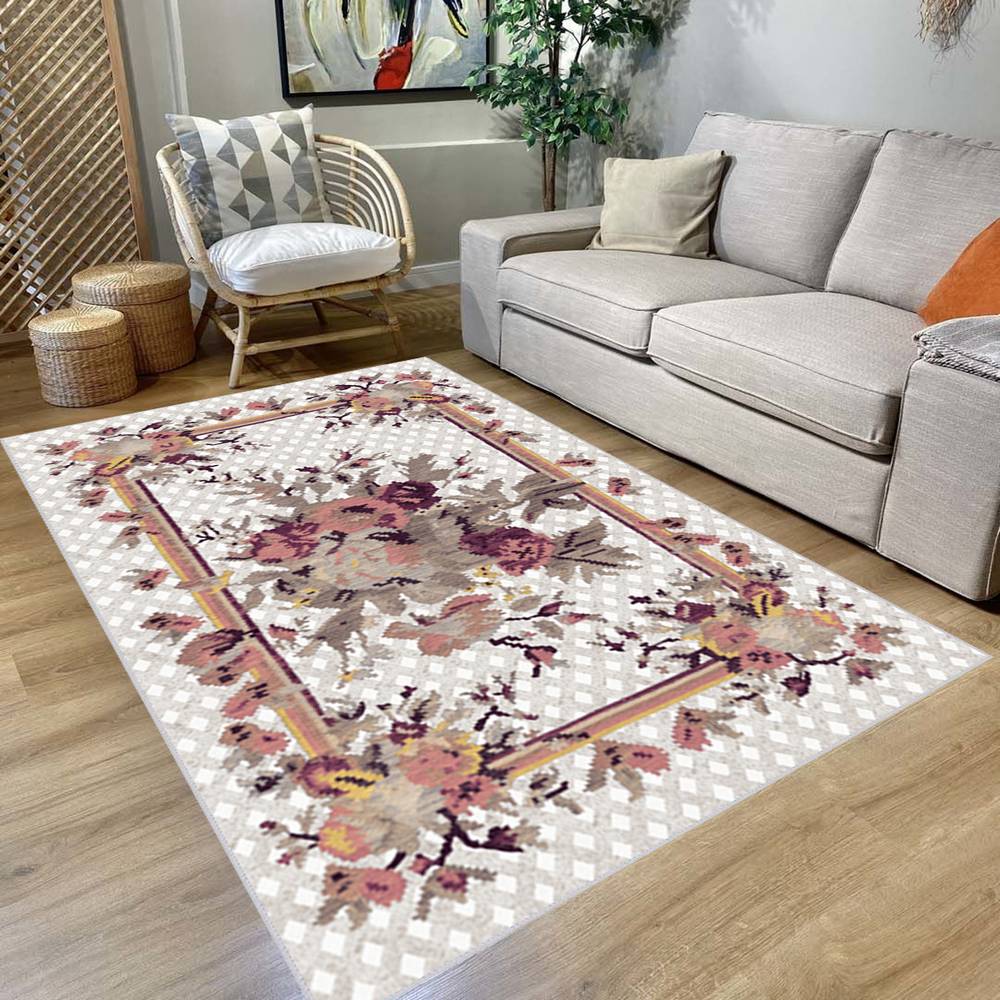 

Моющийся ковер с принтом Rovigo Home RVG1924-HT451 50x80 кремовый