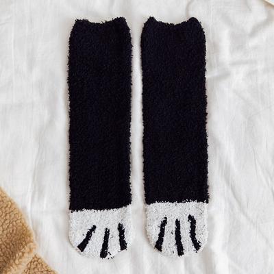 1 Pair Cartoon Animal Fingers Cat Paw Winter Socks Coral Fleece Thicken Coral Fleece Warm Sock Cat Paw Soft Sleeping Socks Girls