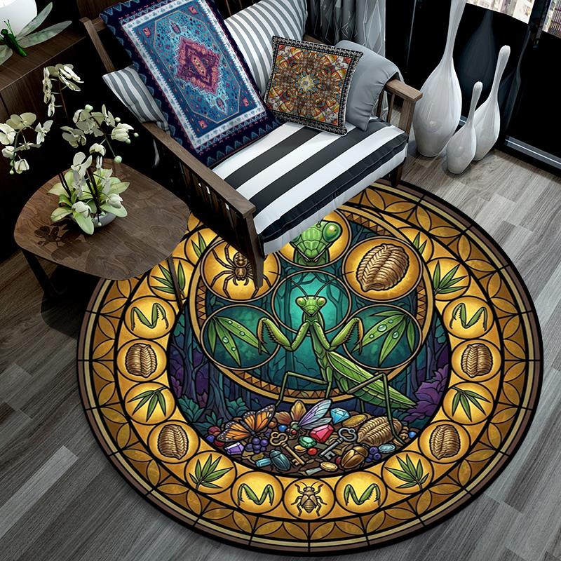 Forest Creatures Glass Round Area Rug Under Office Chairs Bedroom Living Room Home Decor