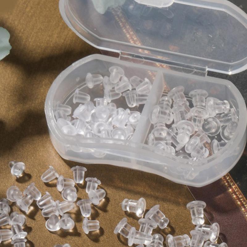 1 Schachtel Klare Weiche Silikon Gummi Ohrring-Verschlüsse Sicherheits-Kugelstopper Gummi Ohrring Schmuck Zubehör DIY Teile Ohrstöpsel