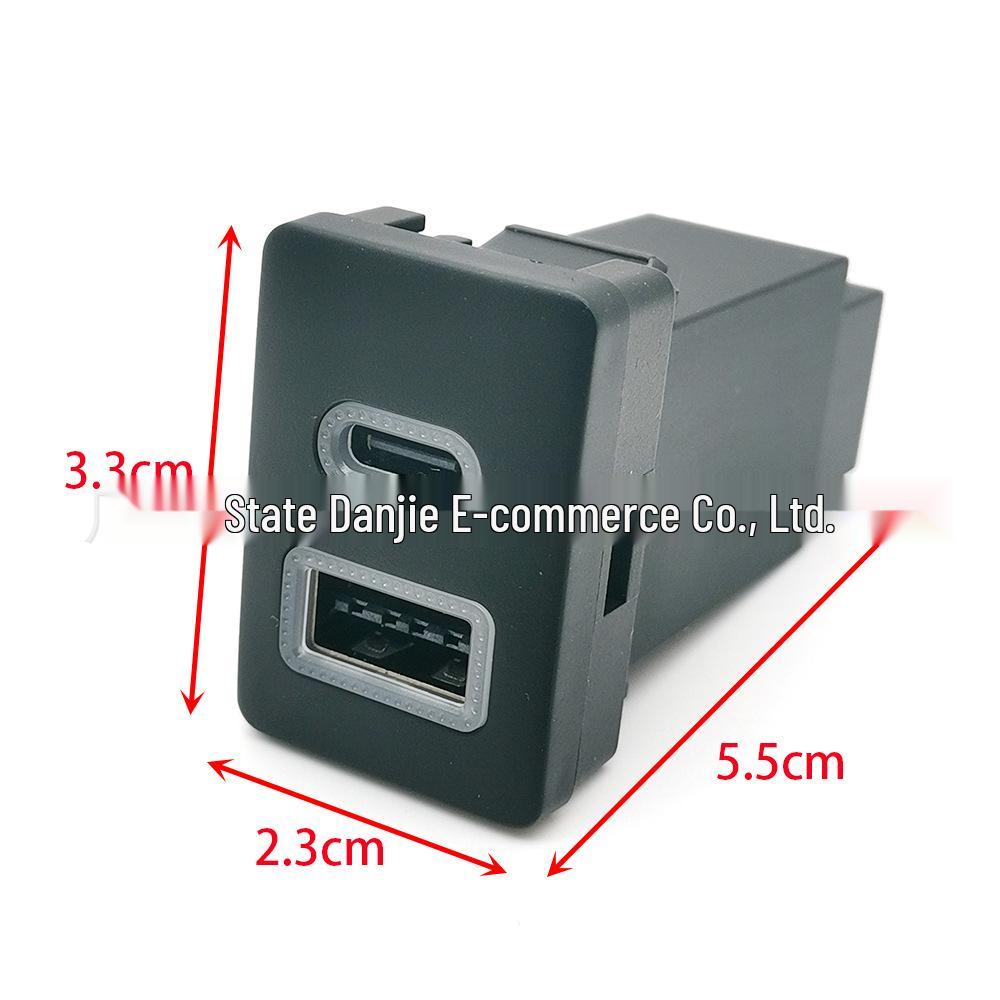 Dual USB Charger for Toyota: PD Fast Charging QC3.0 with TYPE-C Lossless Wiring Harness