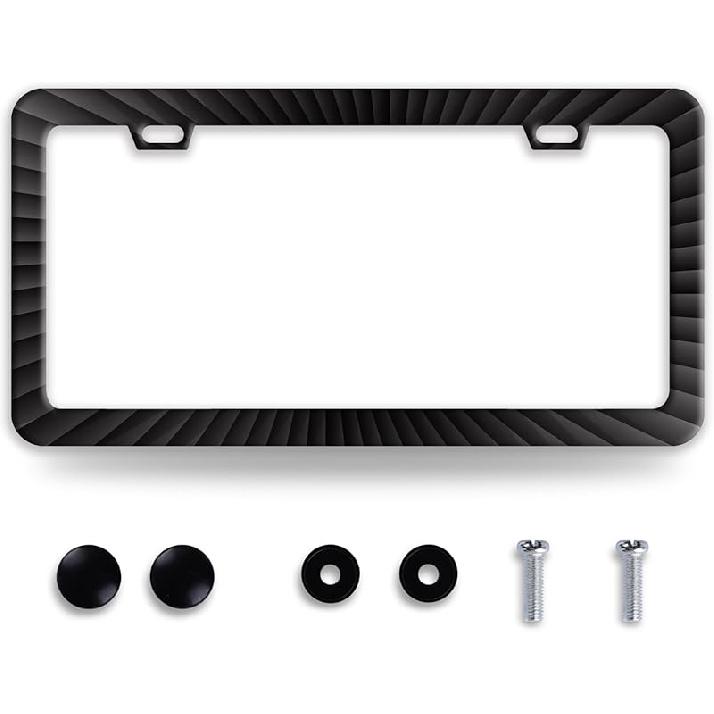 Line Art Flowers License Plate Frame Beautiful Floral License Plate Frames Funny Stainless Steel Accessories Cars Decor With 2 Holes And Screws Fits